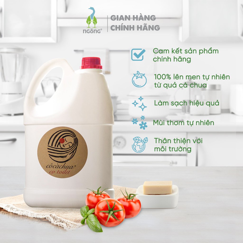 Nước Tẩy Rửa Bồn Cầu Hữu Cơ Organic Làm Sạch Và Khử Mùi Hiệu Quả Cô Cà Chua Cọ Toilet 4L