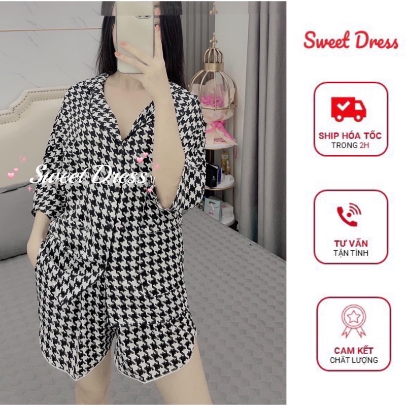 🌸 Bộ Pijamas 🌸 Bộ Mặc Nhà Lụa Latin Cánh Dơi-Đùi