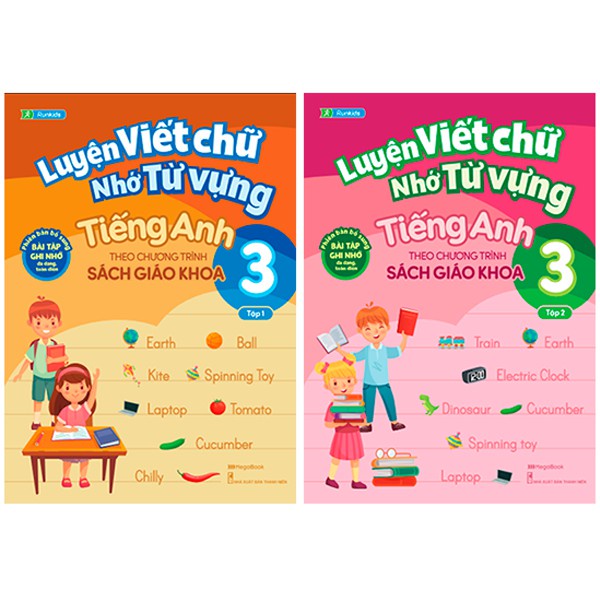 Sách - Combo Luyện viết chữ nhớ từ vựng tiếng Anh theo chương trình Sách giáo khoa Lớp 3 Tập 1 và 2 MEGATH9572