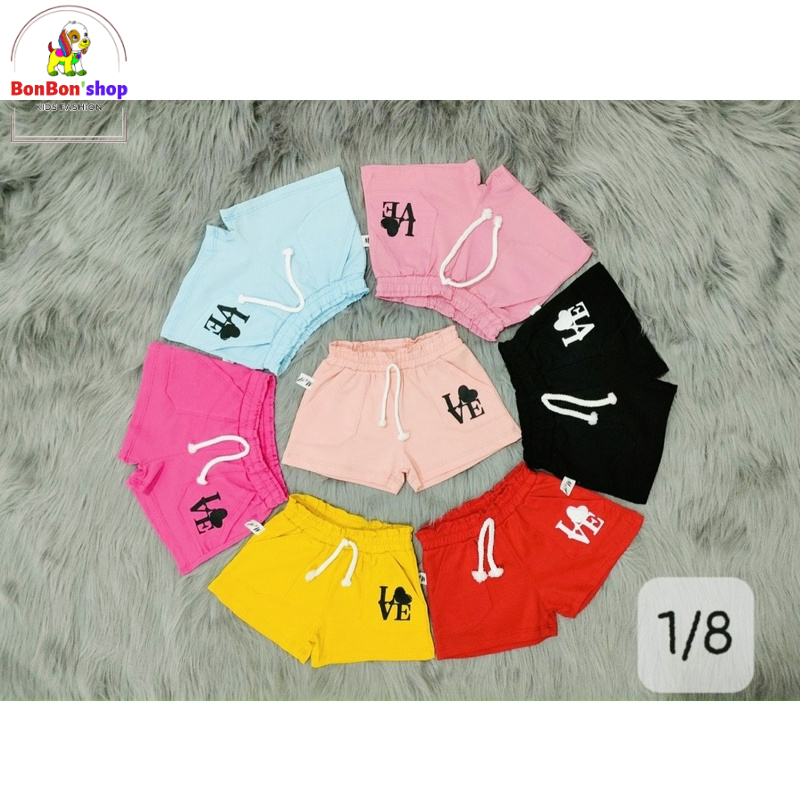 quần thun bé gái 19kg, quần đùi cotton hàng xuất khẩu cho bé gái, dáng thể thao- QTN02