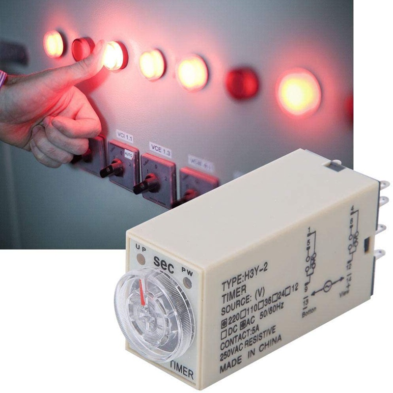 Rơ le thời gian hẹn giờ trễ 10S H3Y-2 AC 220V 8 PIN Điều chỉnh núm điều khiển thời gian Rơ le cho hệ thống điện gia đình