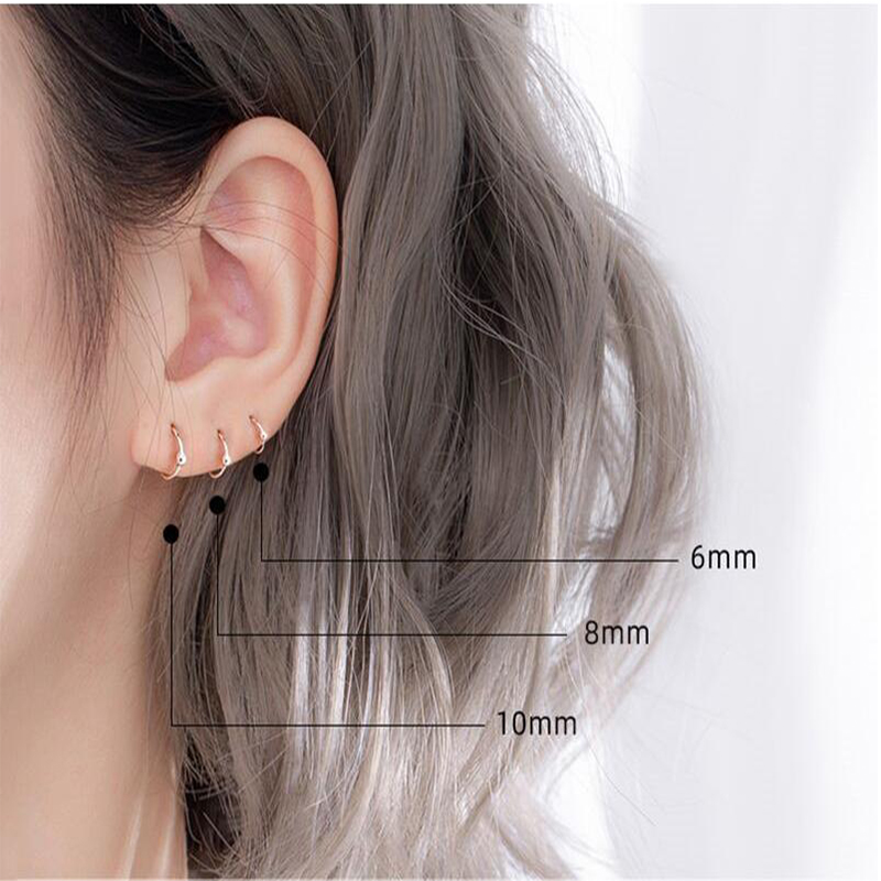 MANYUE Đôi khuyên tai tròn thiết kế đơn giản thời trang cho nữ