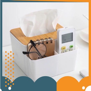 Hộp gỗ đựng giấy ăn kèm đồ văn phòng phẩm
