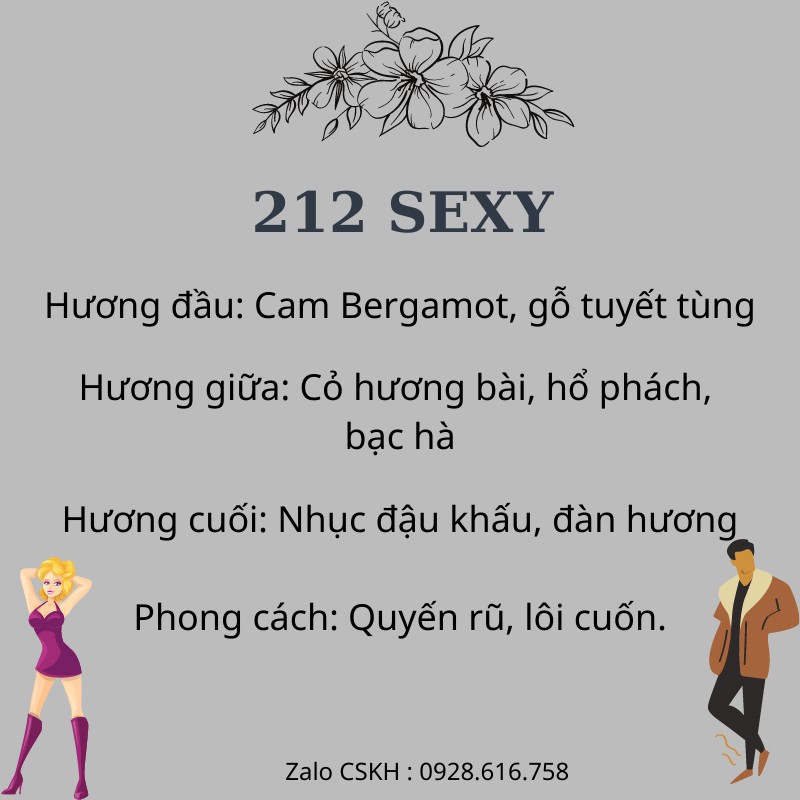 Nước Hoa mini 212 Sexy Men 20ml 6D Hương Nam Tính, Lịch Lãm Nước Hoa Thơm Lâu 12h, Bảo Hành 12 tháng