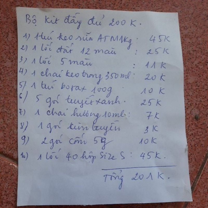 Bộ kit làm slime đầy đủ 200k