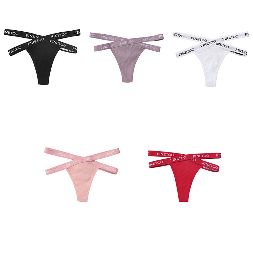 Quần Lót Cotton Không Đường May Màu Trơn Dây Chéo In Chữ G Gợi Cảm Cho Nữ