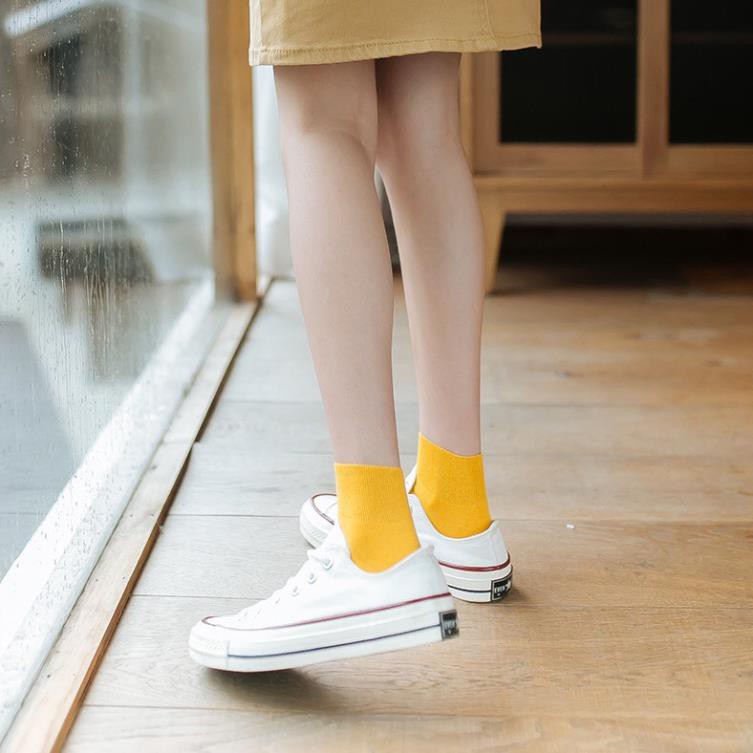 Tất Lửng Trơn Màu Tất Tất cổ Ngắn Tất Tất Hàn Nhật Tất Cổ Ngắn Nam Nữ Cotton Phong Cách Ulzzang