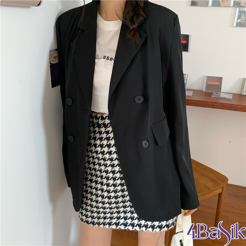 Áo blazer nữ dài tay áo vest khoác ngoài phong cách Hàn Quốc - 4BASIC BL04