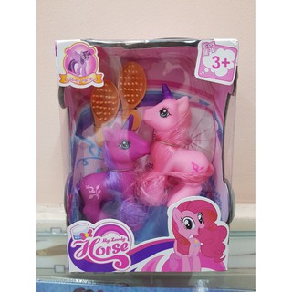 Hộp 2 con Pony đồ chơi nhỏ nhựa mềm cho bé gái