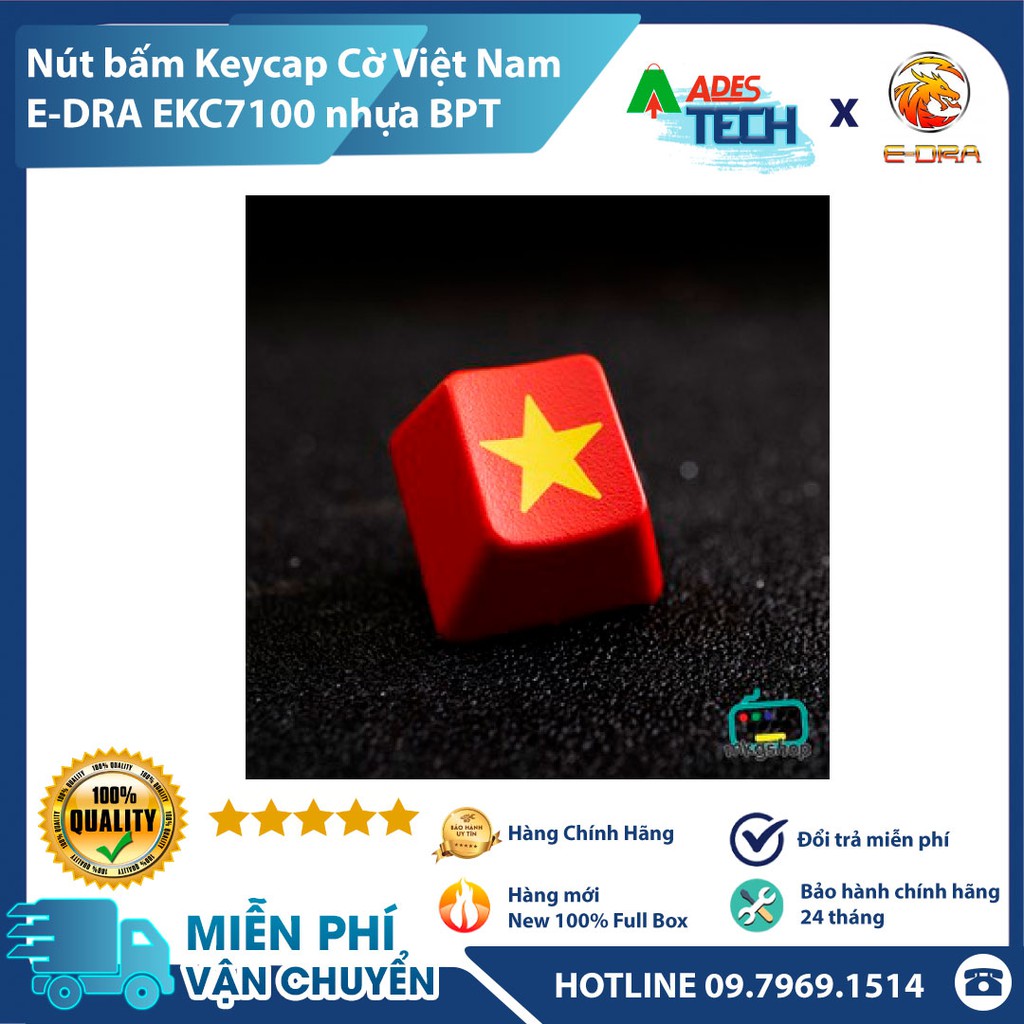 [PHỤ KIỆN HOT] Nút Bấm Keycap Cờ Việt Nam EDRA EKC7100 Nhựa BPT - Dành Cho Nhiều Loại Bàn Phím Máy Tính Cơ