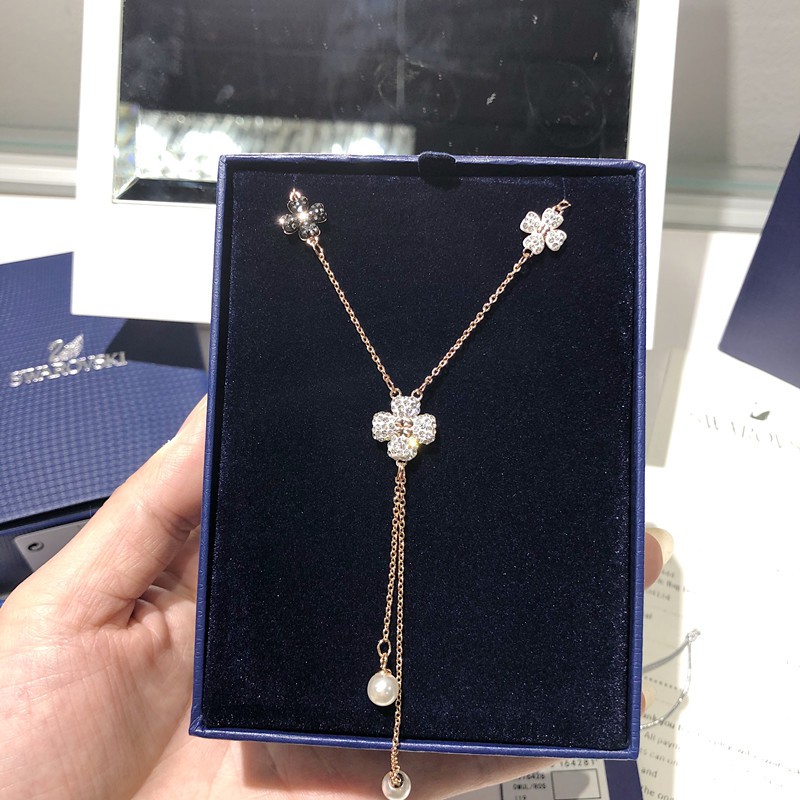 [Sản phẩm mới] Swarovski LATISHA Người đàn ông hoa thanh lịch, Dây chuyền nữ hình chữ Y tươi mát và lãng mạn