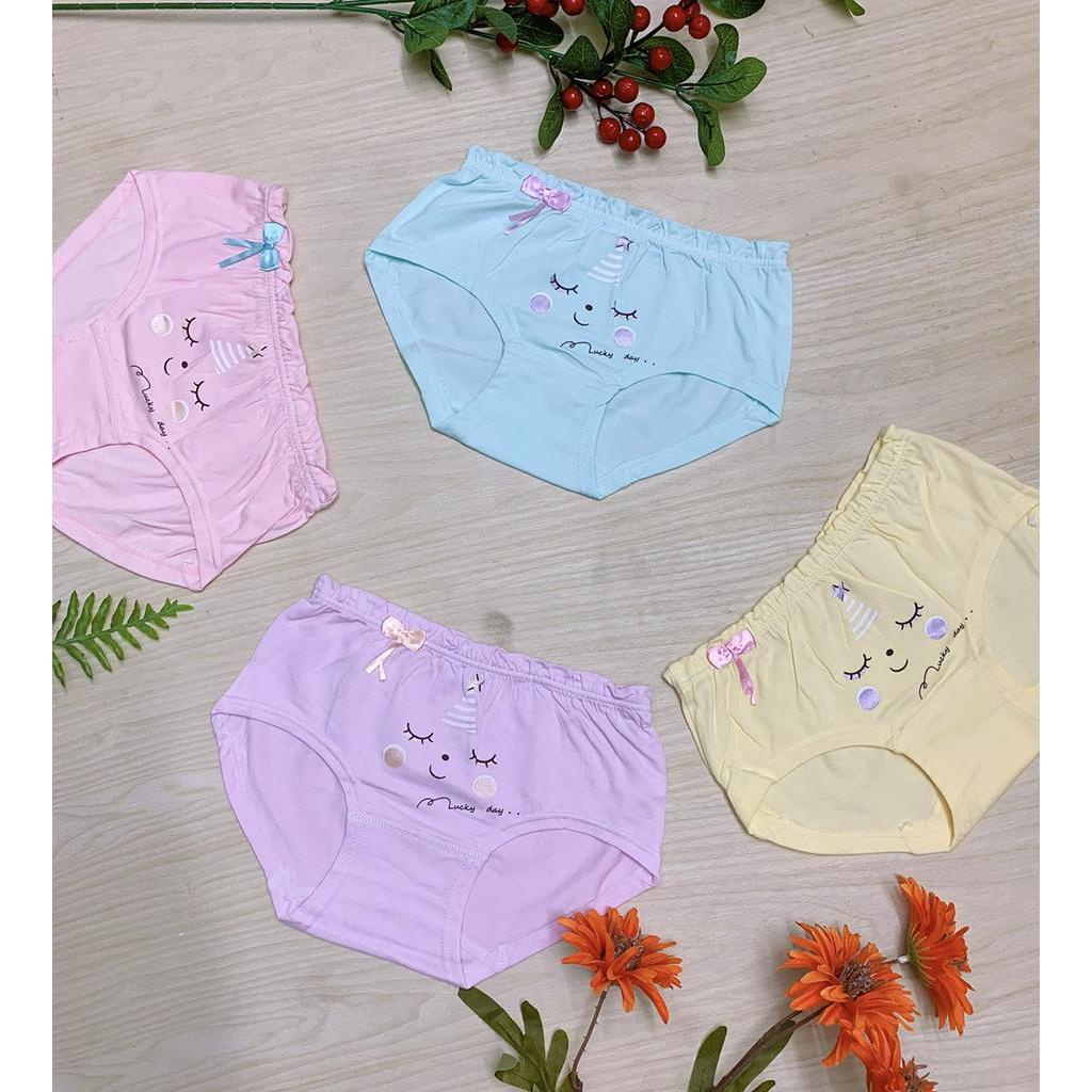 Quần chip cho bé gái chất liệu thun cotton co dãn 4 chiều họa tiết dễ thương