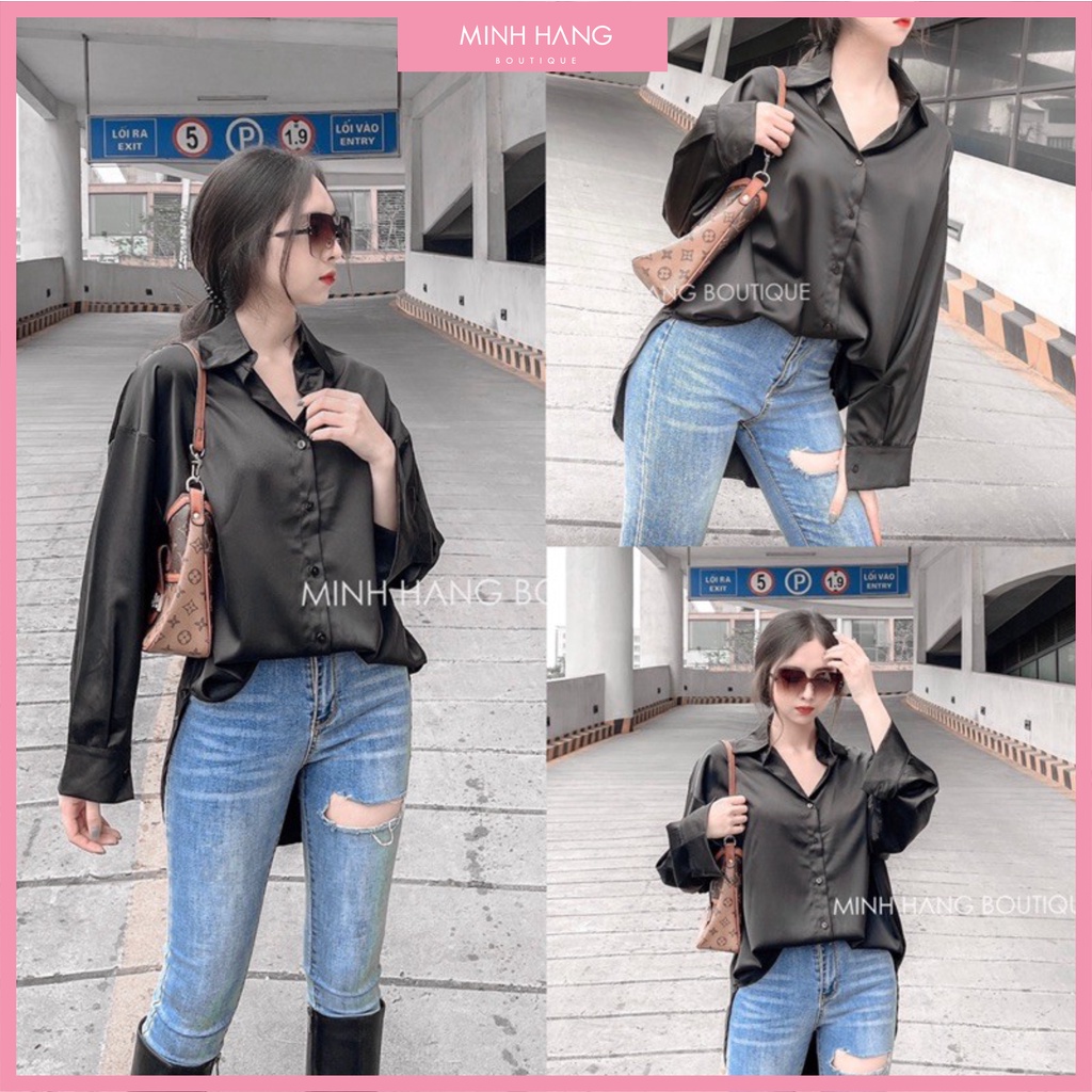 Sơ mi lụa trơn Oversize ( Ảnh Thật )