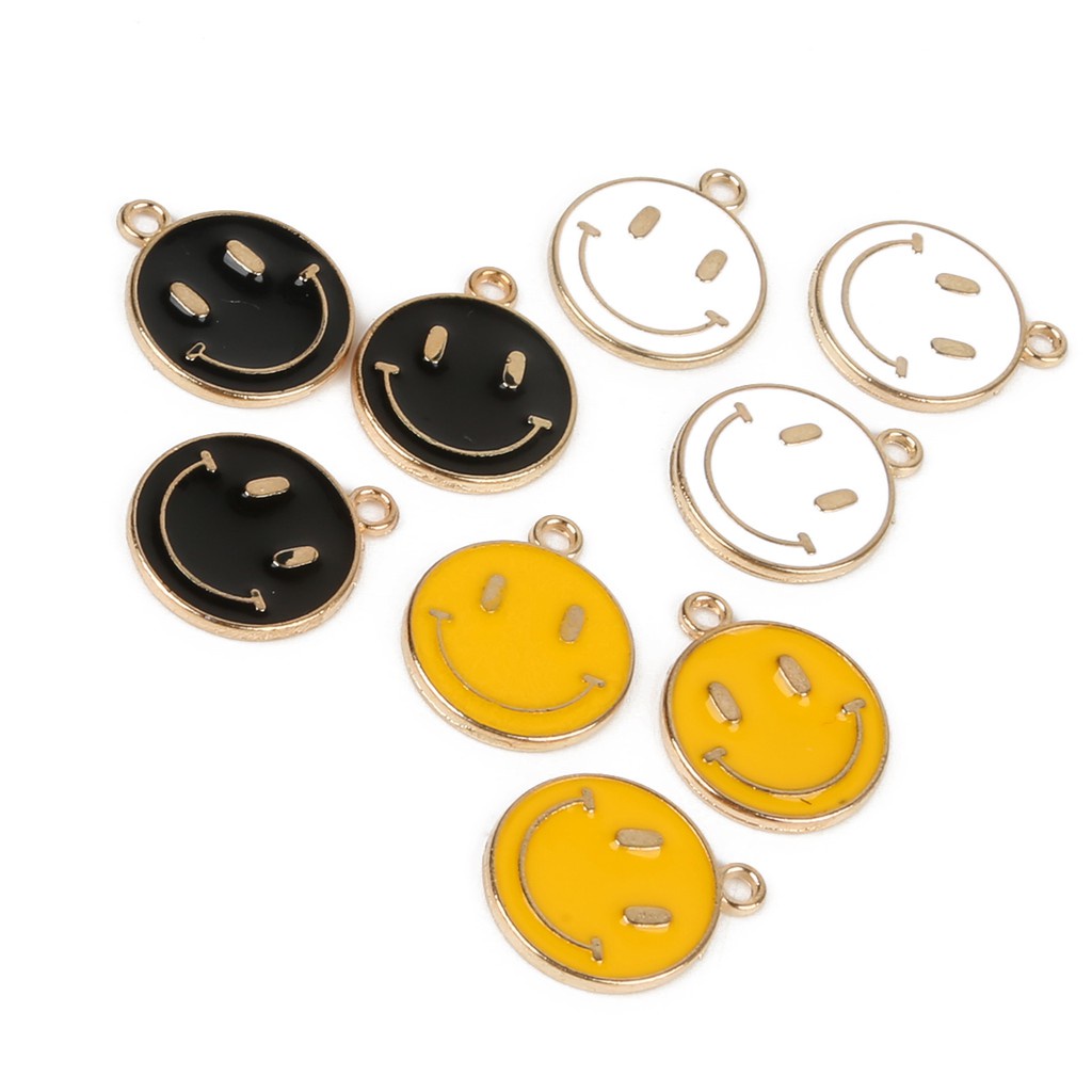 Charm kim loại hình mặt cười/ Charm tráng men/ Mặt dây chuyền hình mặt cười