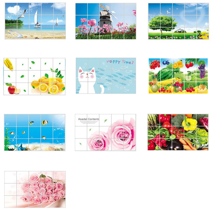 Decal dán tường nhà bếp hình hoa lá cành , hoa quả