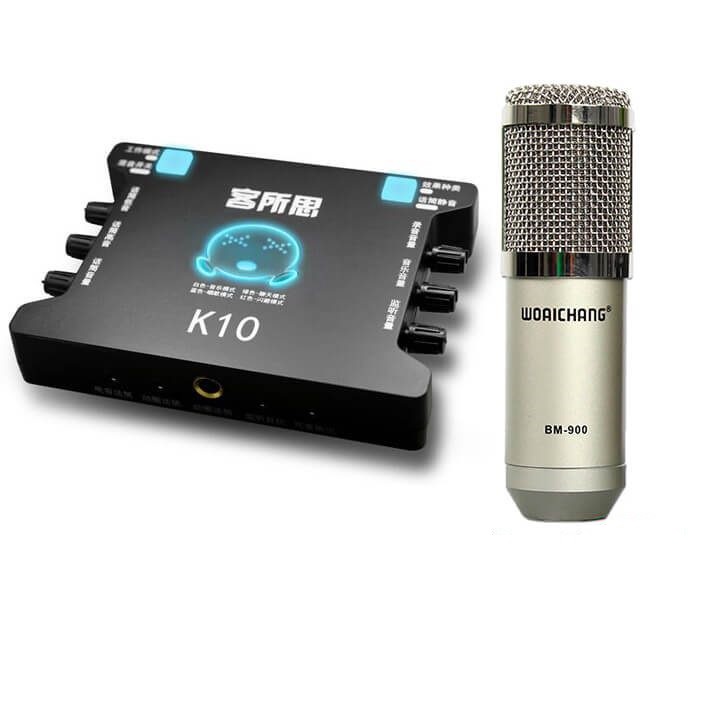 Sound Card XOX K10 Và Micro Thu Âm Live Stream Bm 900 Giá Rẻ Bảo Hành 6 Tháng Tặng Tai Nghe