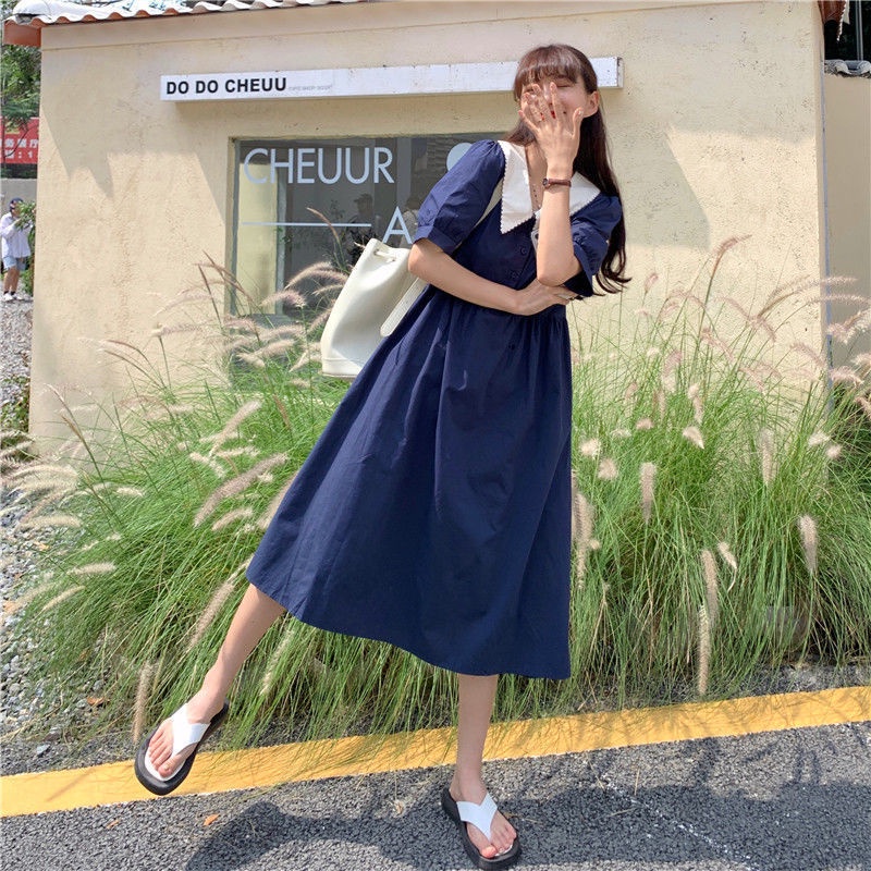 Women's Small Lace Super Floral Dress Student Korean Style Lace-up Slimmer College Style Mid-Length Skirt