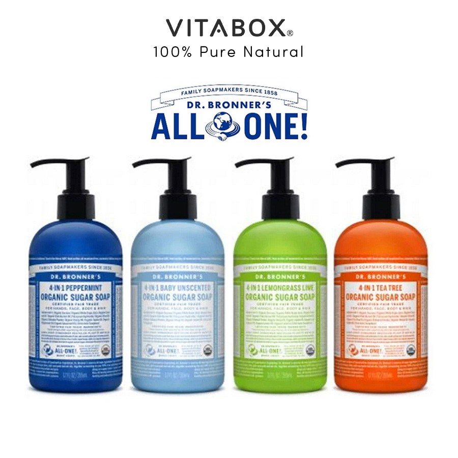 Dr Bronner’s - Xà Bông Hữu Cơ Đa Năng 4 Trong 1 - USDA Organic Sugar Soap - 355ml