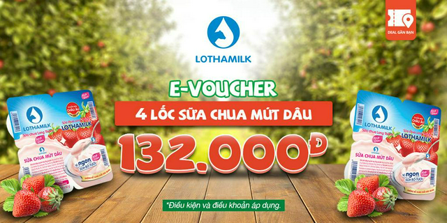 E-Voucher Lothamilk 4 lốc sữa chua mứt dâu