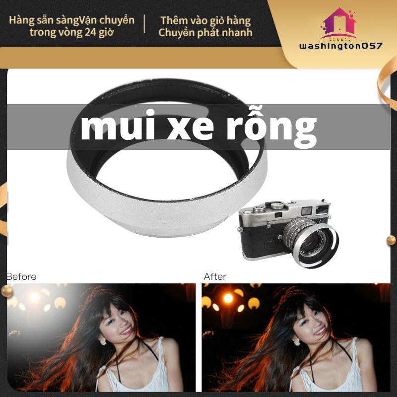 Hàng Hot Hợp kim nhôm phổ dụng Máy ảnh rỗng di động Ống kính vát che nắng Bạc Hàng giao ngayWashington057