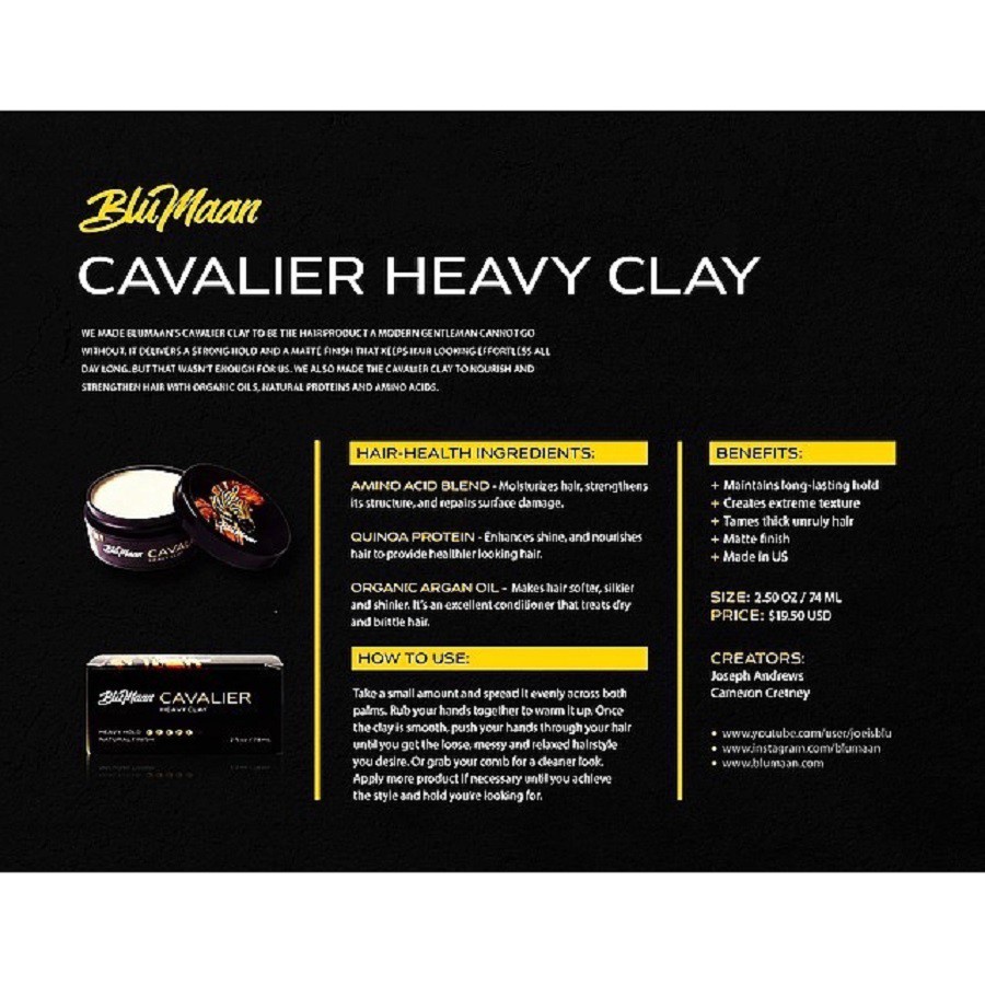 [ CHÍNH HÃNG ] Sáp vuốt tóc Blumaan Cavalier Clay - Blumaan Ngựa Vằn - Full size 74gram