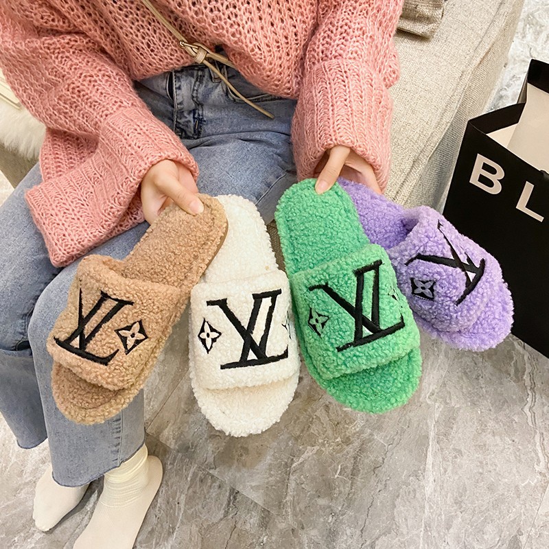 Qiaoyiluo Dép Lông Cừu Đế Dày Thời Trang Hàn Quốc Cho Nữ