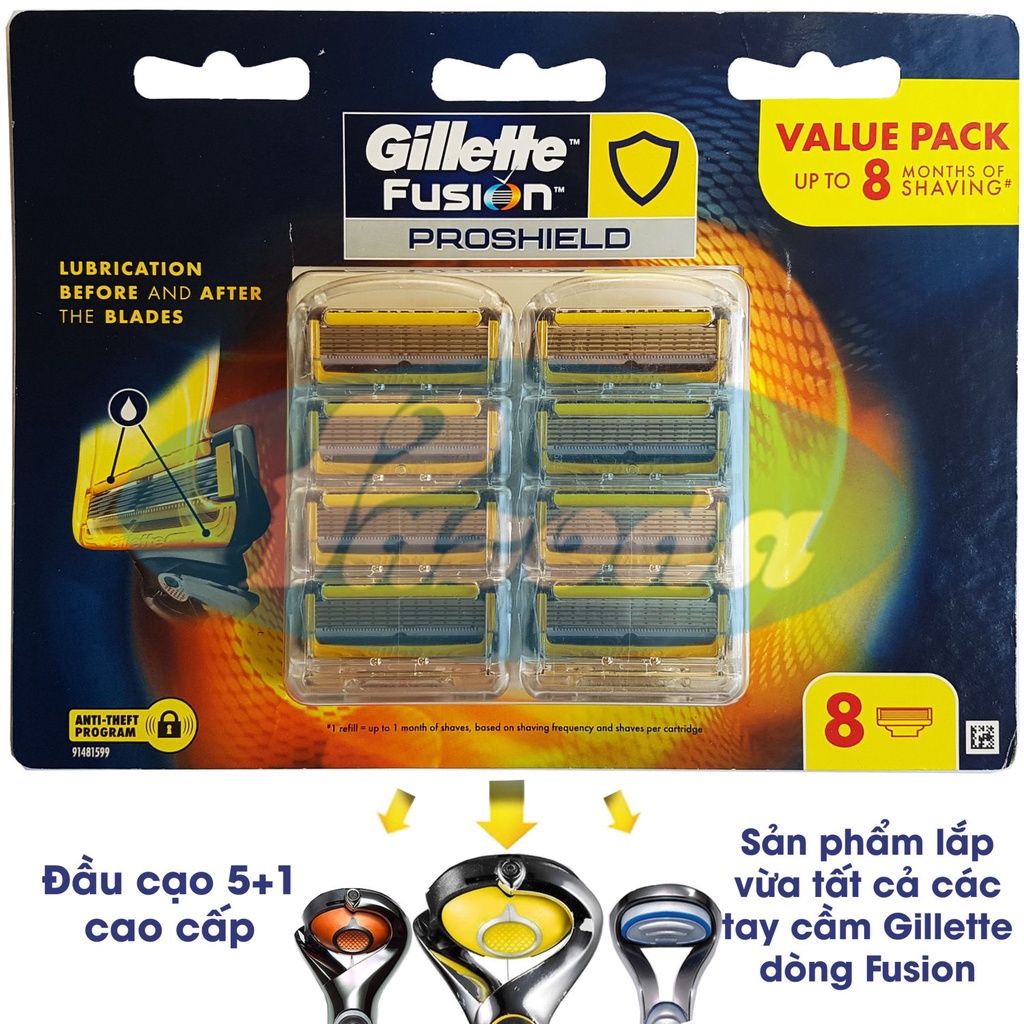 Hộp lưỡi dao cạo râu Gillette 5 lưỡi Fusion/Proglide/Proshield