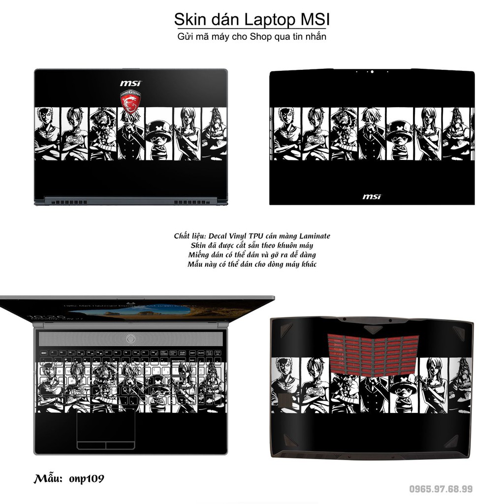 Skin dán Laptop MSI in hình One Piece nhiều mẫu 11 (inbox mã máy cho Shop)