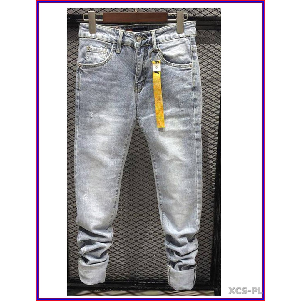 Quần jean nam cao cấp xanh bạc xước nhẹ 5678 không xù lông, không ra màu, chất giãn tốt 5n.3.136