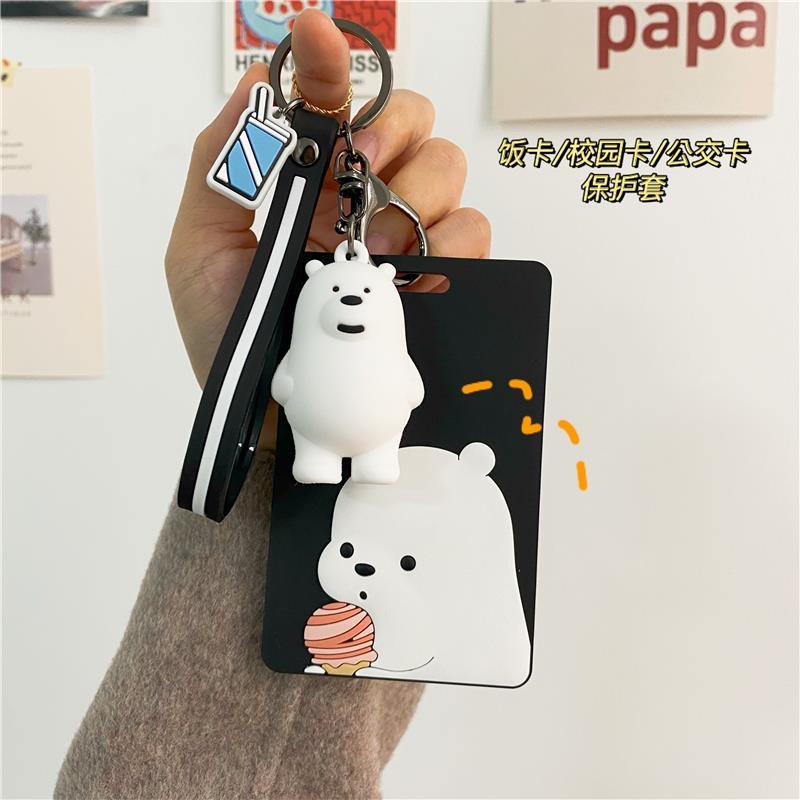 Cute Anime Bus Meal Card Protective Case Keychain Student ID Silicone Campus Access Card Cover Key Chain Integrated djju