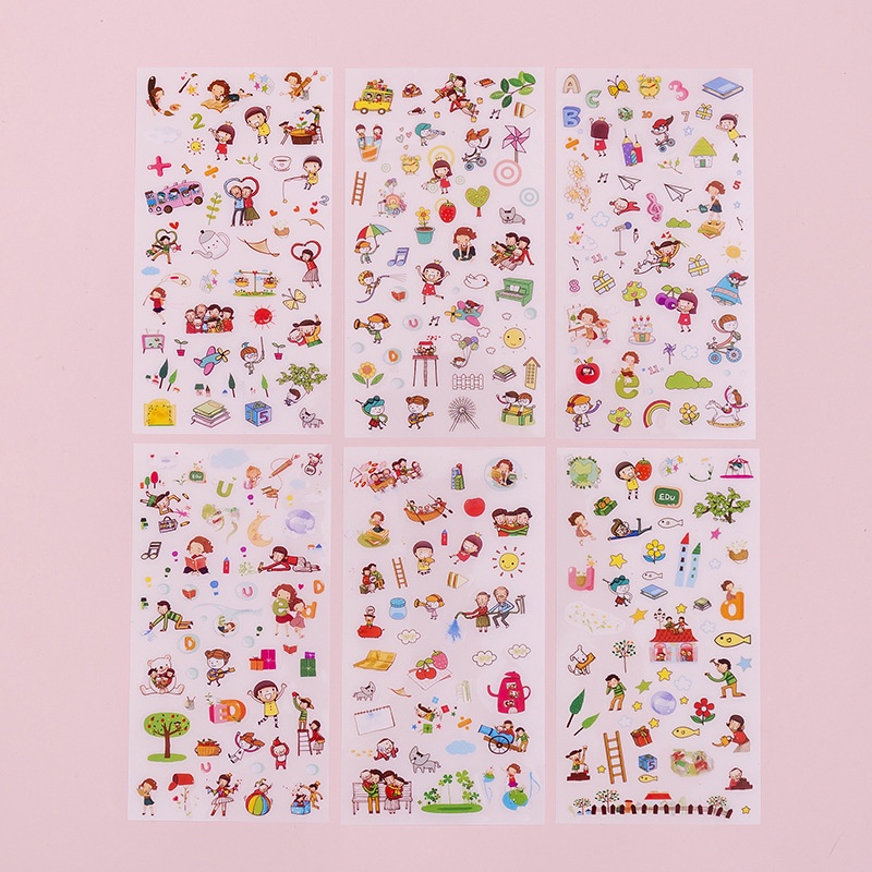 Bộ 6 Miếng Dán PVC Họa Tiết Hoạt Hình Sáng Tạo Dễ Thương 6 Cái