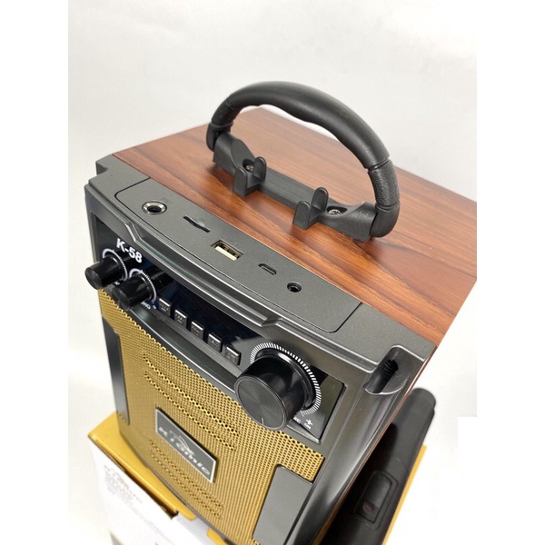 Loa Bluetooth Karaoke Xách Tay Di Động, Kèm 1 Mic Không Dây Tiện Lợi