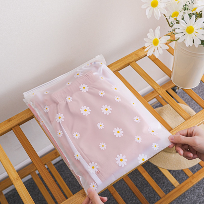 Túi Zip Lụa Mờ Hình Hoa Cúc Đựng Quần Áo, Giầy Dép, Mỹ Phẩm Du Lịch Tiện Lợi