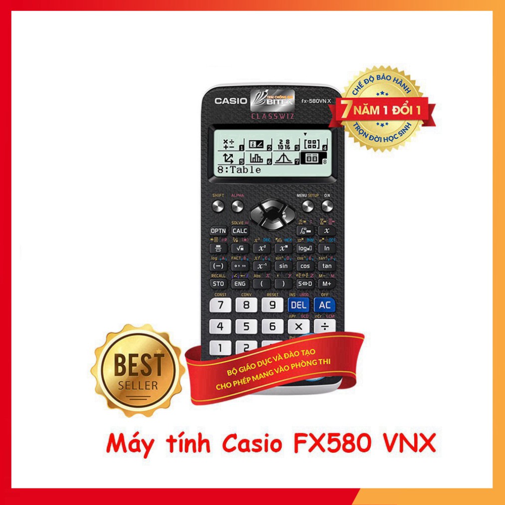 [Chính hãng] Máy tính Học Sinh CASIO FX 580VN X - 7 NĂM BẢO HÀNH điện tử bằng QR CODE - Máy tính Cas