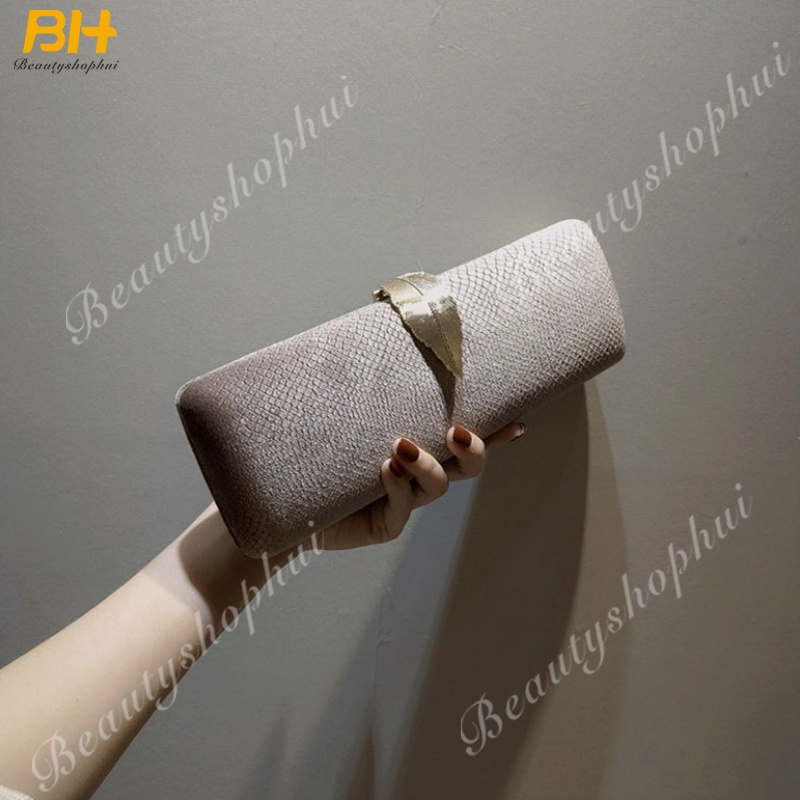 Ví Cầm Tay Vải Nhung Đính Khóa Hình Chiếc Lá Thời Trang Dự Tiệc