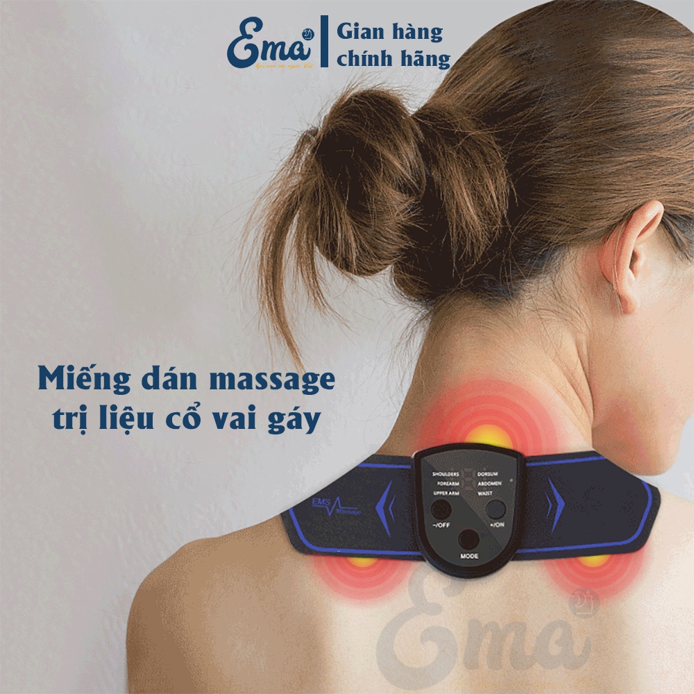 Máy massage điện xung giảm đau cổ vai gáy EMS dạng miếng dán không dây tiện lợi - 6 chế độ massage toàn thân