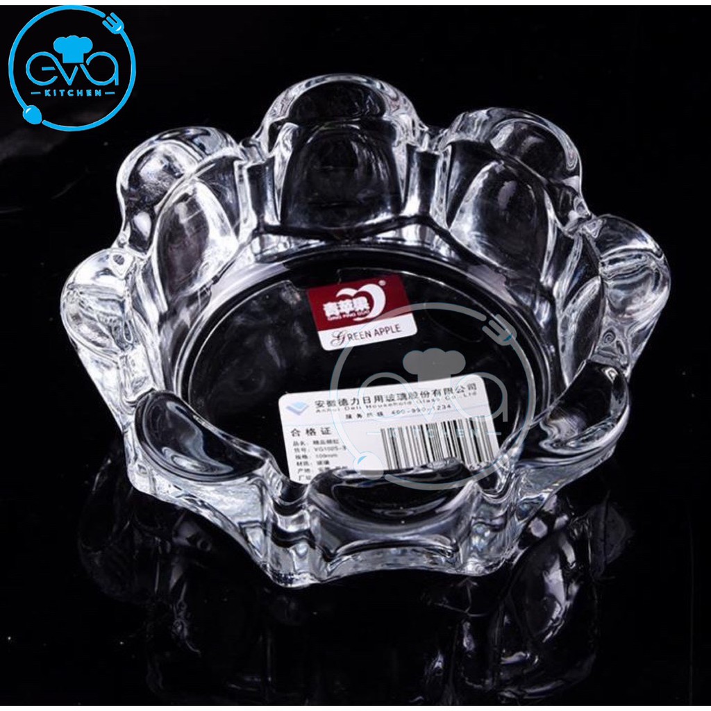 Gạt Tàn Thuỷ Tinh Cao Cấp Glass Ashtray Kiểu Dáng Tròn Cánh Hoa Sang Trọng Deli 1025 M3334