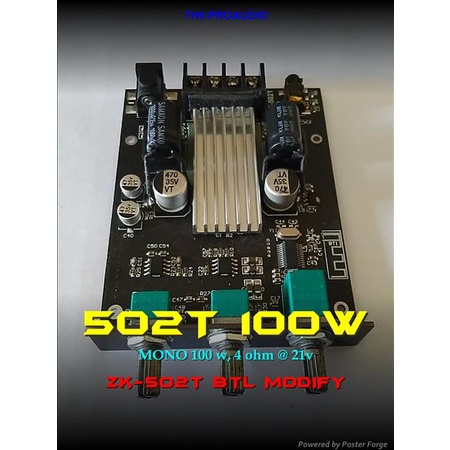 ZK502T mono100w AMP 502t Di chuyển Bluetooth 5.0 Mono 100w 100w Tủ Mini