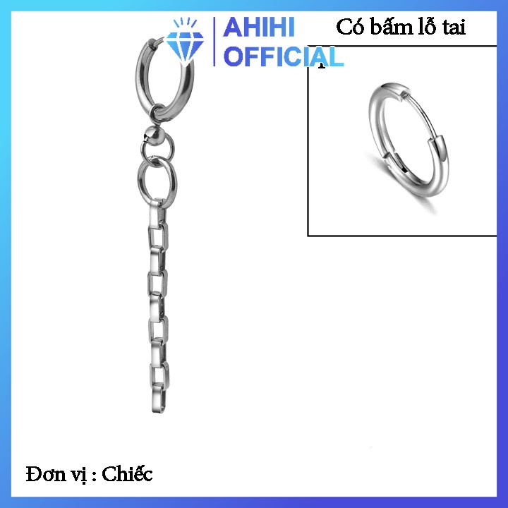 Bông tai nam cao cấp đẹp thép không gỉ 1 chiếc kpop inox phụ kiện bấm lỗ tai ahihi.official thời trang PTBTNA05
