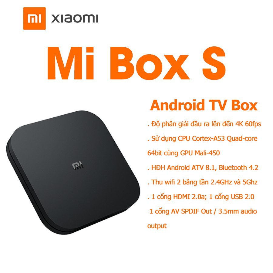 Android Tivi Box Xiaomi Mibox S 4K Global (Android 8.1) - Hàng chính hãng - Bảo hành 12 tháng