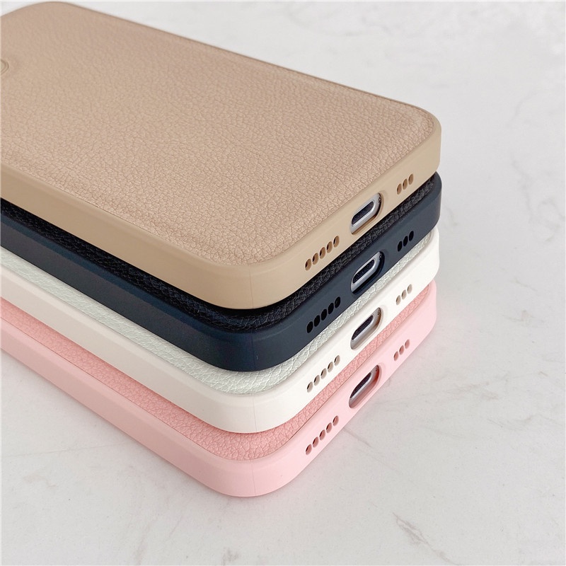 Ốp lưng iphone Ốp Điện Thoại Da Màu Trơn Chống Sốc Cho iPhone13 11/12Pro/Max XS XR 8P Dinuo case