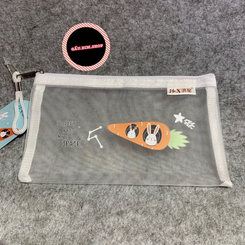 Ví lưới, túi lưới (ví đựng bút, đồ dùng cá nhân) kéo khoá zip khổ A6 (20 x 12cm)
