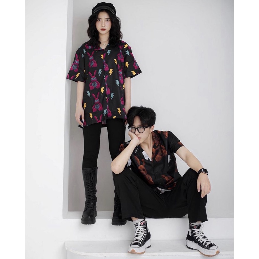 Áo Sơ Mi Ngắn Tay Nam/Nữ THỎ BAD | SƠ MI LỤA CNK 100% | SIZE 40-100KG