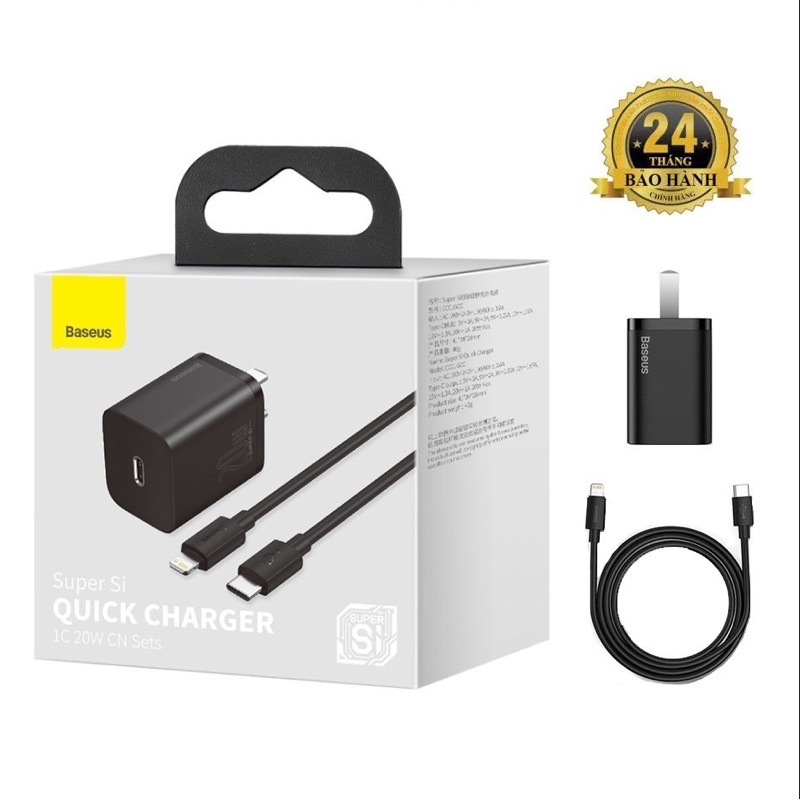 ✔BH 12 THÁNG✔BỘ CỦ SẠC NHANH 20W PD CHÍNH HÃNG BASEUS SUPER SI CHO IPHONE 12 PROMAX, 12PRO 11 PRO MAX ANDROID