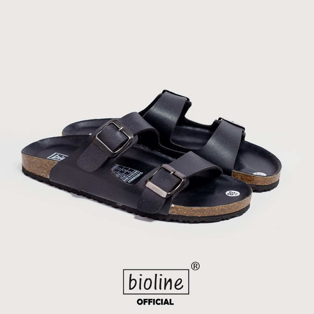 PUK01 - Dép Đế Trấu Birken BIOLINE Official Quai Da Pu Thiết Kế Unisex Nam Nữ Hai Quai Ngang