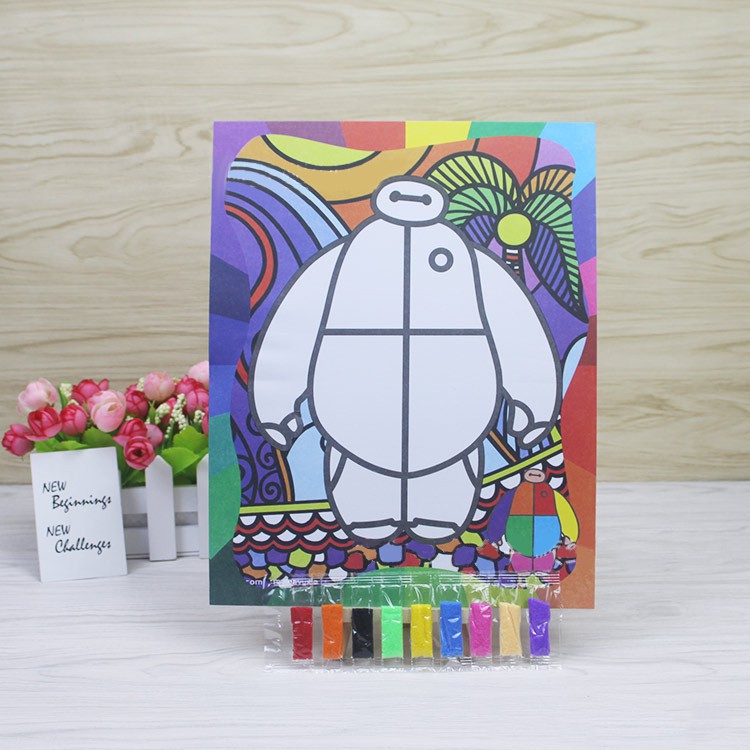 [Nhiều Mẫu] TRANH CÁT Cho Bé Tập Tô Vẽ Size Lớn 20X26 Cm - Có Sẵn Cát Màu Tươi Sáng Cho Trẻ Em Sáng Tạo