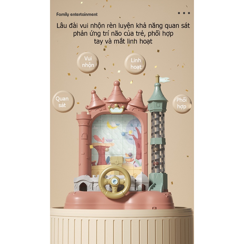 Đồ chơi máy bắt hạt đậu hình lâu đài KAVY kèm vô lăng ô tô có đèn, nhạc và chân đỡ