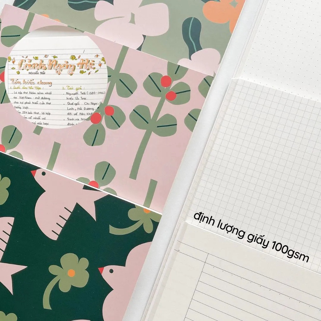 Vở may gáy 100gsm CRABIT Green Bird HOA chấm dot - Tập học sinh, sinh viên B5 80 trang giá rẻ