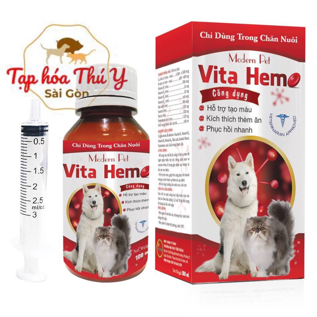 VITA HEMO HỖ TRỢ TẠO MÁU KÍCH THÍCH THÈM ĂN PHỤC HỒI NHANH CHO CHÓ MÈO