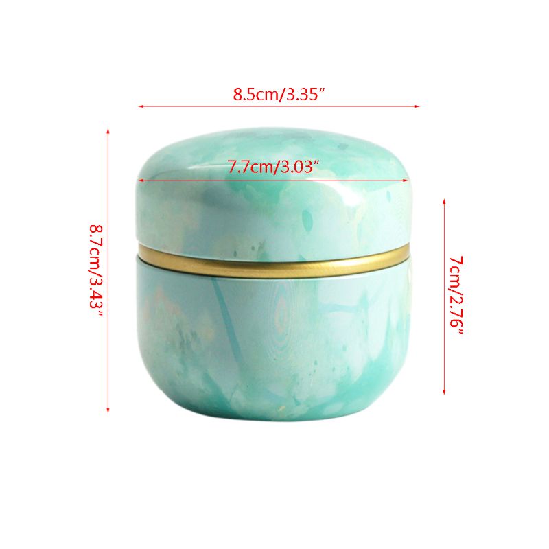 Hộp đựng trà/ cà phê/ kẹo/ trà/ bánh hình tròn mini bằng kim loại in họa tiết phong cách Nhật Bản